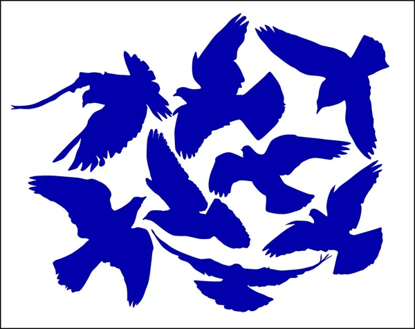 Doves vector silhouettes, set of eight — Stock Vector