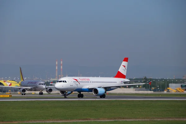 Austria airlines prior to the start — Stock Photo, Image