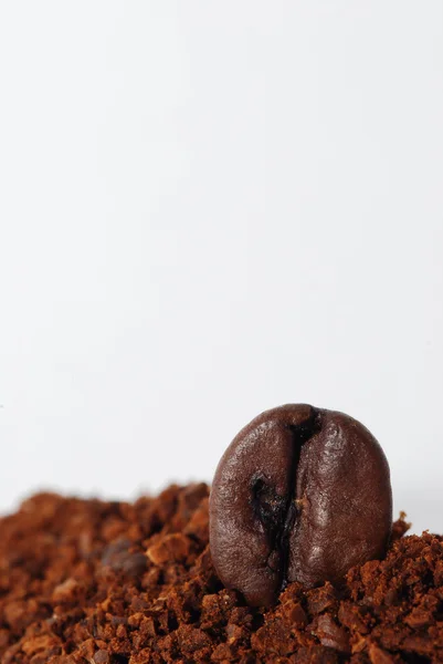 Coffee ground with a bean portrait — Stock Photo, Image