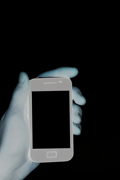 Hand phone on black — Stock Photo, Image