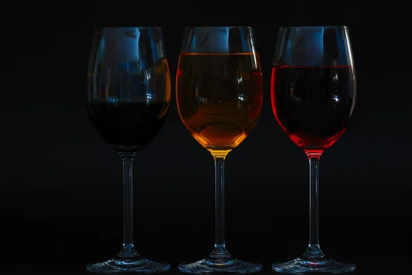 Tres vasos con diferente completamente — Foto de Stock