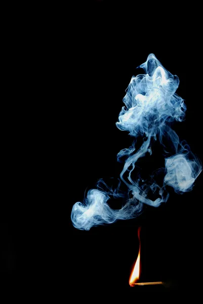 Smoke with turbulences from match — Stock Photo, Image