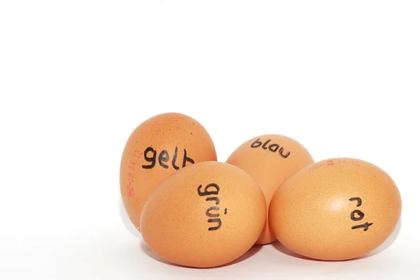 German labeled easter eggs on a white — Stock Photo, Image