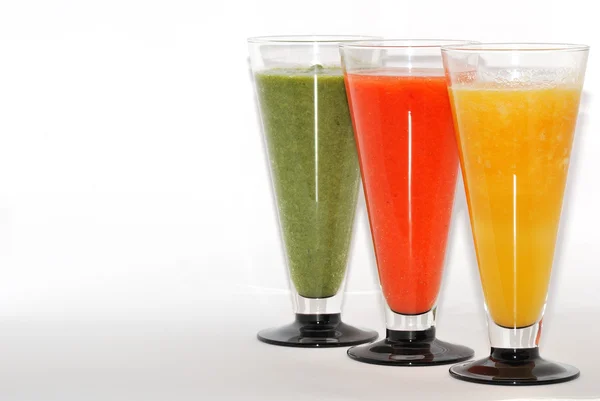 Three colorful smoothie diagonally — Stock Photo, Image