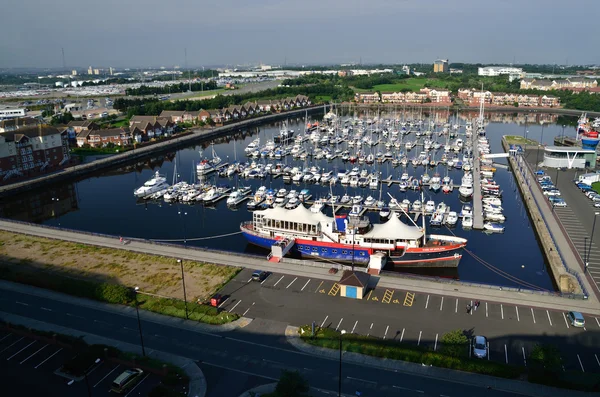 Many boats in port of newcastle — Stock Photo, Image