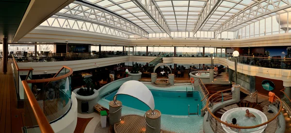 Relaxing on ship indoor panorama — Stock Photo, Image