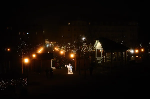 Christmas market with lighting — Stock Photo, Image