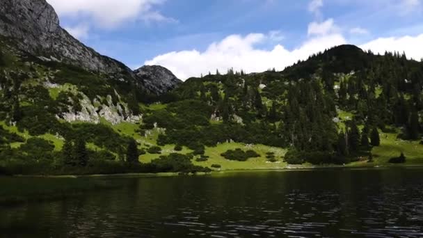 Merveilleux Lac Montagne Calme Sans Autres Personnes Dans Nature Autriche — Video