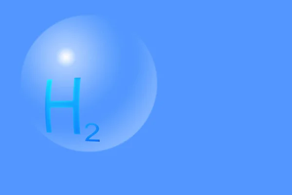 H2青い背景を持つ泡の中の未来の水素グリーンエネルギー — ストック写真