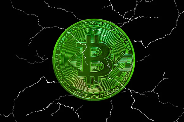 Yükselen pazar süresince kripto para biriminden tek bir bitcoin ve kara fon üzerinde birçok ışıklandırma