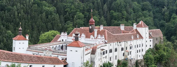 Amazing Old Castle Hilly Landscape Austria Panorama View — Fotografia de Stock