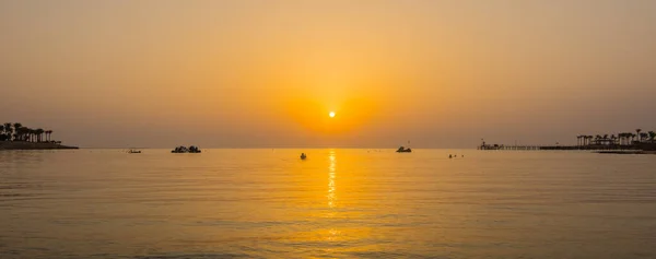 Soft Waves Sea Warm Sunrise Vacation Egypt Panorama View — Stock Photo, Image