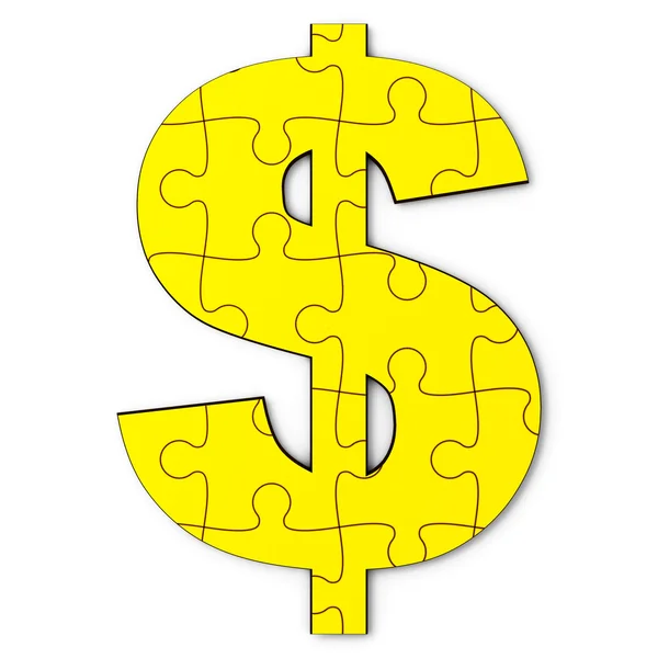 Gold dollar puzzle — Stock Photo, Image