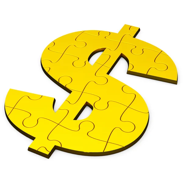 Dollar-Puzzle, Gold und solide — Stockfoto