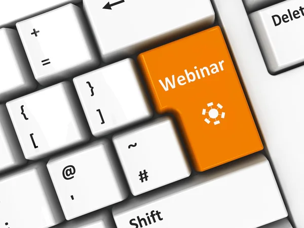 Icono verde webinar con punto culminante — Stockfoto