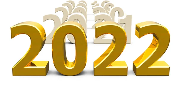 Altın 2022 Yeni Yılı Temsil Ediyor 2022 Boyutlu Çizim Boyutlu — Stok fotoğraf
