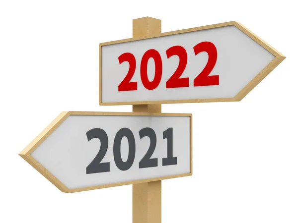 Beyaz Zemin Üzerinde 2021 2022 Arasındaki Yol Işareti Yeni 2022 — Stok fotoğraf