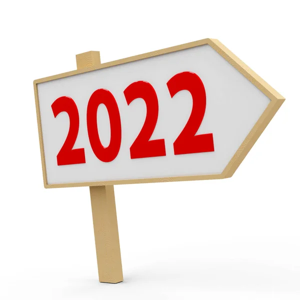 2022 Biały Sztandar Białym Tle Reprezentuje Nowy Rok 2022 Trójwymiarowe — Zdjęcie stockowe