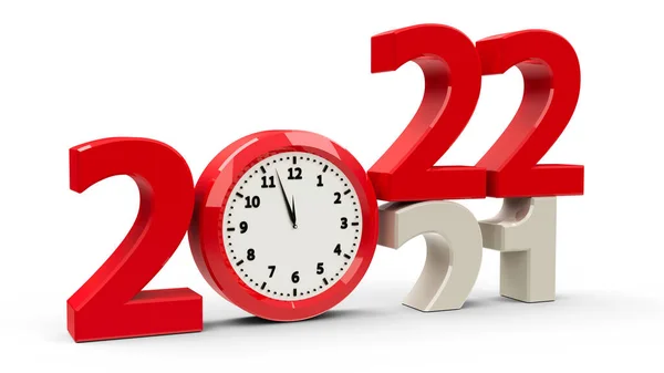 2021 2022 Changement Avec Cadran Horloge Représente Nouvelle Année 2022 — Photo