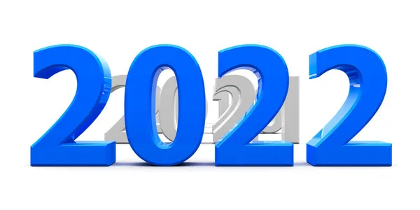 Azul 2022 Vêm Representa Novo Ano 2022 Renderização Tridimensional Ilustração — Fotografia de Stock