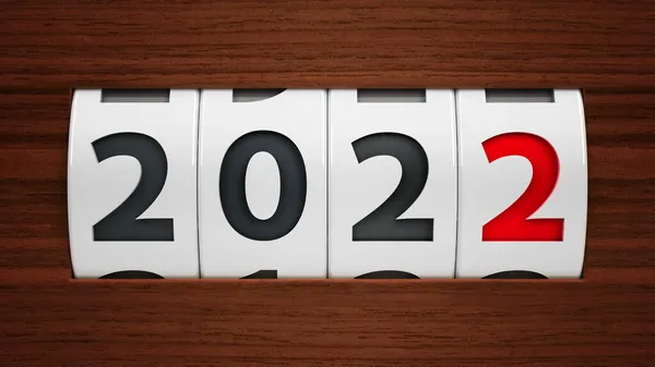 Σχεδιαστική Συνιστώσα Ενός Μετρητή Κλήσης Που Δείχνει Έτος 2022 Τρισδιάστατη — Φωτογραφία Αρχείου