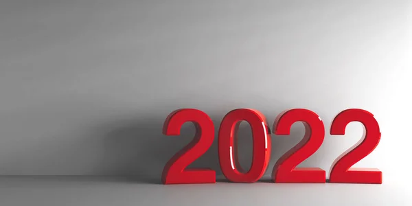 灰色の背景に赤2022年は 新年を表します2022年 三次元レンダリング 3Dイラスト — ストック写真