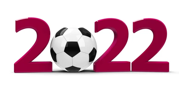 Dark Magenta 2022 Fotbalem Izolovaným Bílém Pozadí Reprezentuje Fotbalovou Soutěž — Stock fotografie
