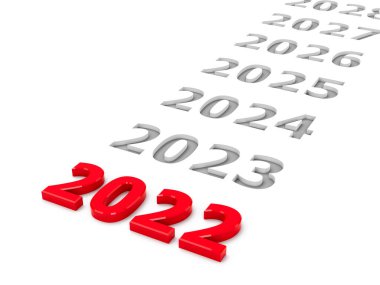 2022 gelecek 2022 yılını temsil ediyor, üç boyutlu çizim, üç boyutlu illüstrasyon