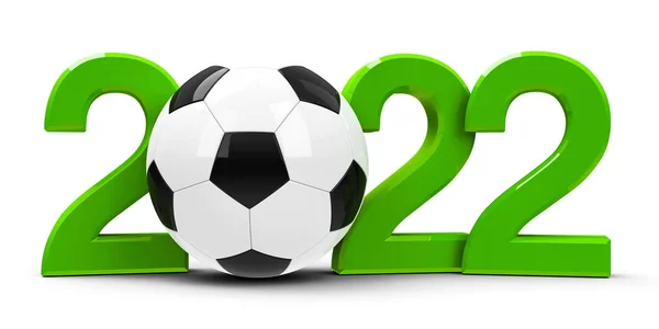 Vihreä 2022 Jalkapallo Eristetty Valkoisella Taustalla Edustaa 2022 Jalkapallon Mestaruutta — kuvapankkivalokuva