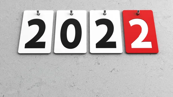 Placas 2022 Pared Gris Representa Nuevo Año 2022 Renderizado Tridimensional — Foto de Stock