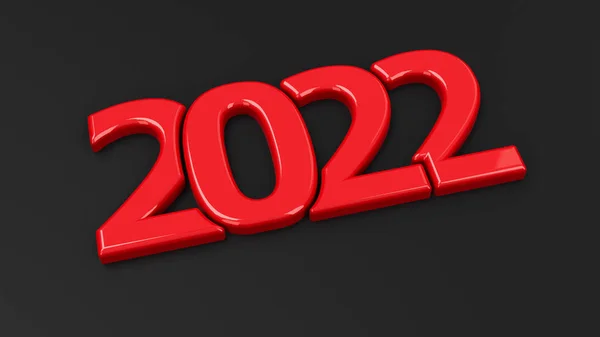 Red 2022 Symbol Black Background Represents New Year 2022 Three — Foto de Stock