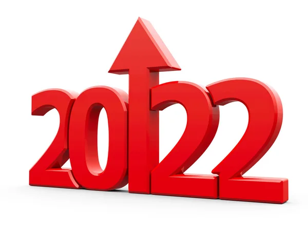Red 2022 Nyíl Fel Elszigetelt Fehér Háttér Képviseli Növekedés Évben — Stock Fotó