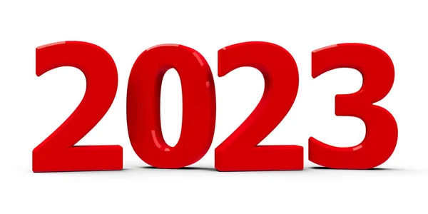 Red 2023 Symbol Icon Button Isolated White Background Represents New —  Fotos de Stock