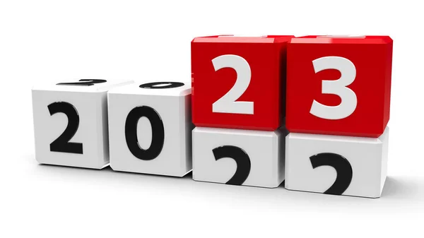 White Cubes 2022 2023 Change White Table Represents New 2023 — Fotografia de Stock