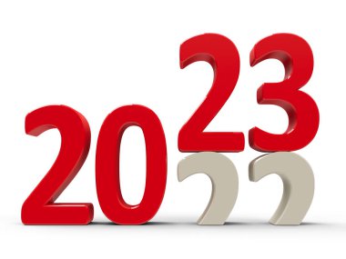 2022-2023 change represents the new year 2023, three-dimensional rendering, 3D illustration