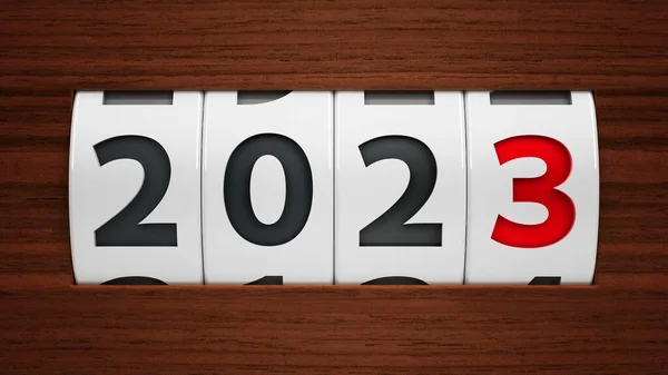2023 Yılını Boyutlu Görüntülemeyi Boyutlu Resimlemeyi Gösteren Bir Karşı Kadranın — Stok fotoğraf