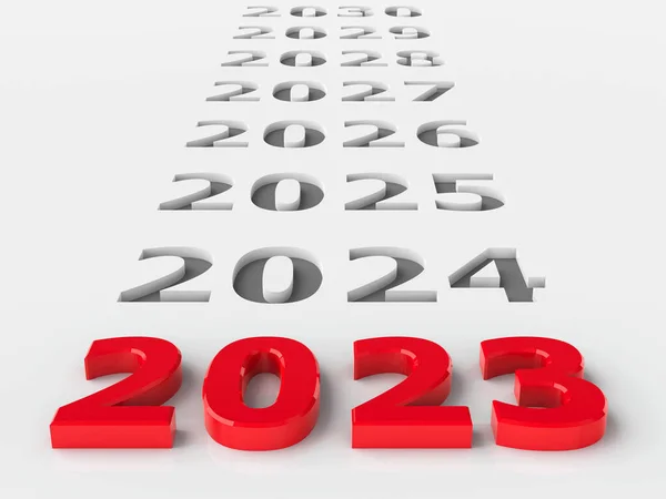 2023 gelecek yeni yılı temsil ediyor. 2023, üç boyutlu çizim, üç boyutlu illüstrasyon.