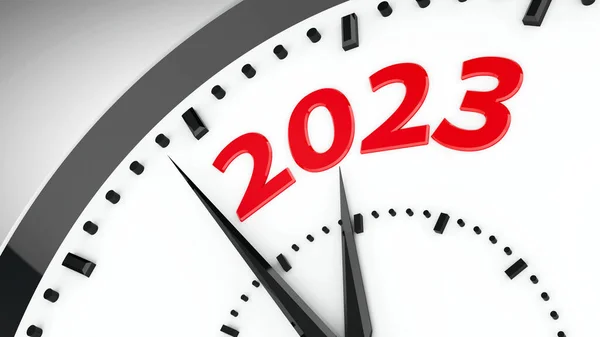 Black Clock 2023 Represents Coming New Year 2023 Three Dimensional — Stock Photo, Image