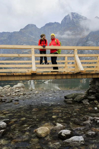 徒步旅行-山迷航的家庭 — 图库照片