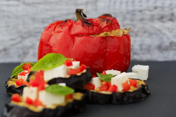 Peppers stuffed with rice and meat — Stock Photo, Image