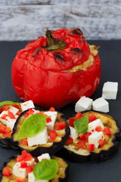 Peppers stuffed with rice and meat — Stock Photo, Image