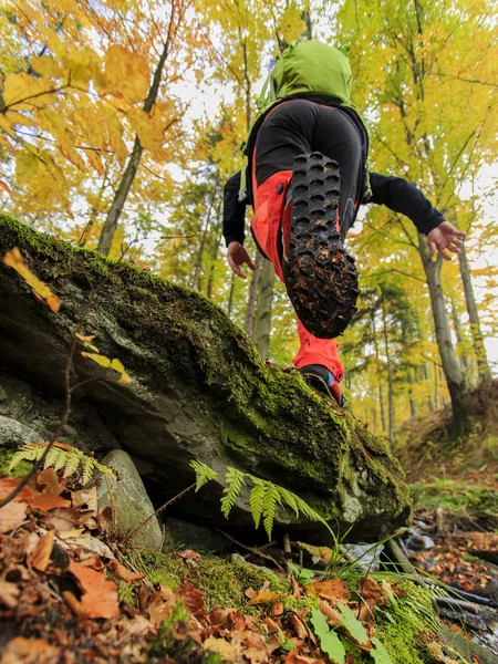 Herfst trek - man op bergwandeling — Stockfoto