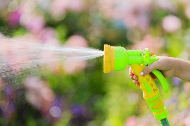 sulama, Çiçek Bahçe - çocuk bahçe hortumu ile sulama güller 