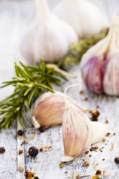 Knoblauch, Kräuter und Gewürze — Stockfoto