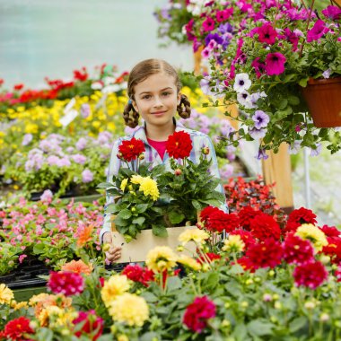 dikim, Bahçe çiçek - çiçek ile güzel kız