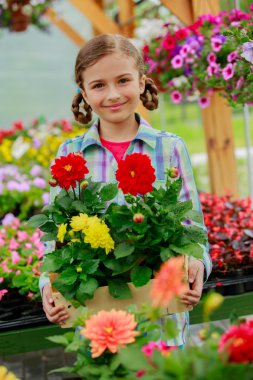 dikim, Bahçe çiçek - çiçek ile güzel kız