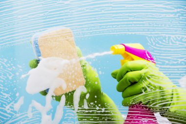 Cleaning - cleaning pane with detergent clipart
