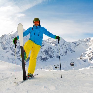 Ski, skier, winter sport - portrait of skier clipart