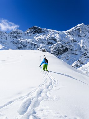 Kayak, kayakçı, freeride taze toz karda