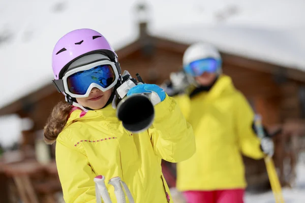 Ski, ski resort, winter sports - family on ski vacation